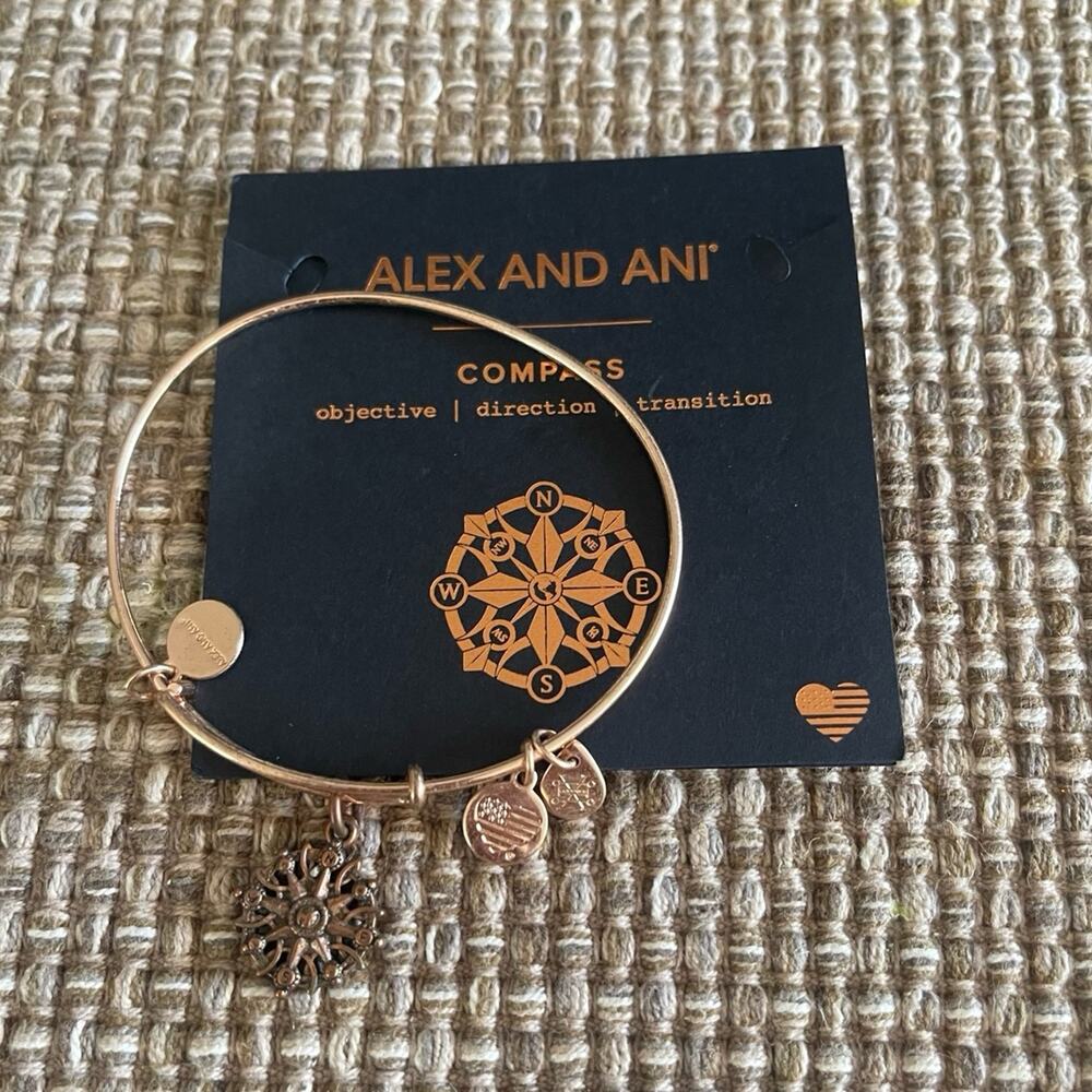 Alex and Ani gold bangle bracelet compass